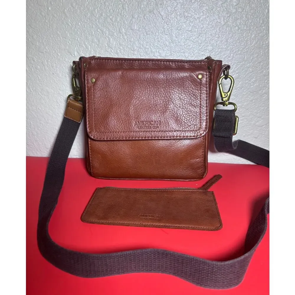 American Leather Company Small Honey Brown Leather Crossbody with Sm wallet
